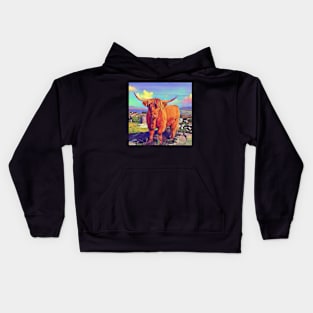 highland cow Kids Hoodie